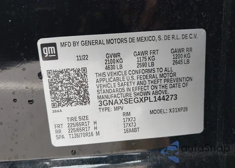 2023 Chevrolet Equinox Awd Ls z USA, uszkodzony, nr VIN 3GNAXSEGXPL144273